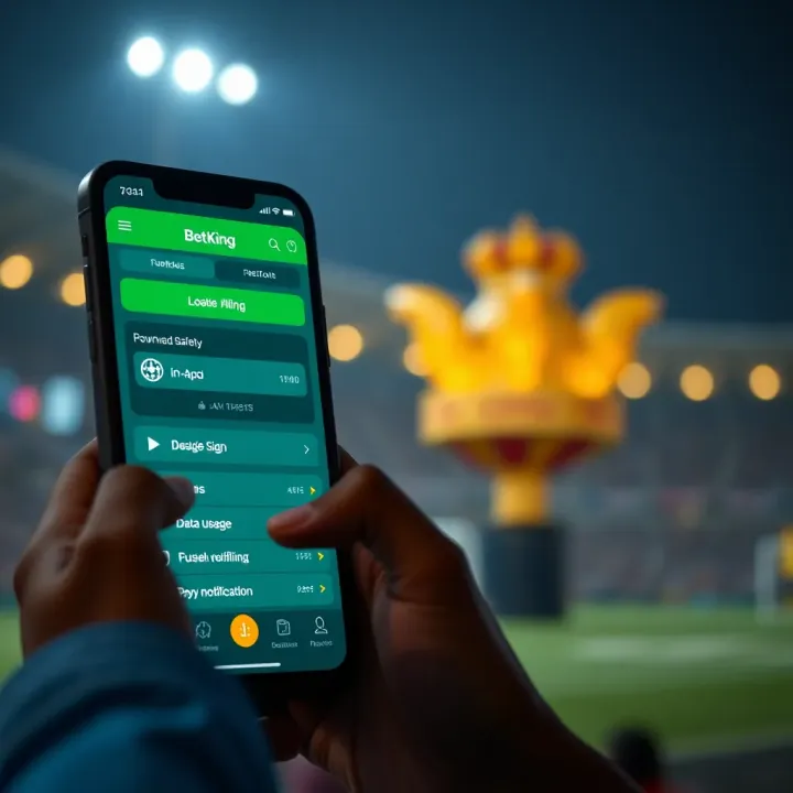 Mobile phone displaying BetKing app download page with Nigerian Naira currency and secure connection icon