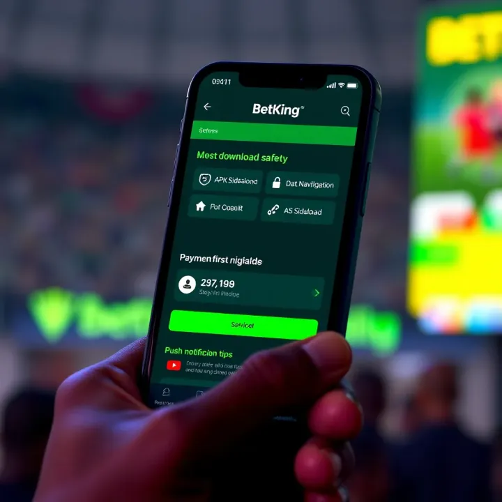 Screenshot of BetKing app interface showcasing betting options and user dashboard