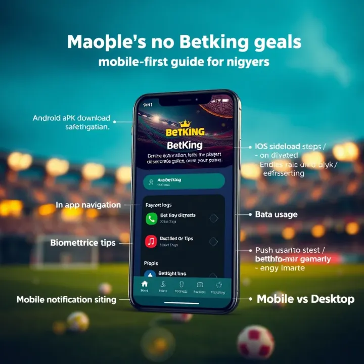 Mobile phone displaying BetKing APK installation steps on a Nigerian network
