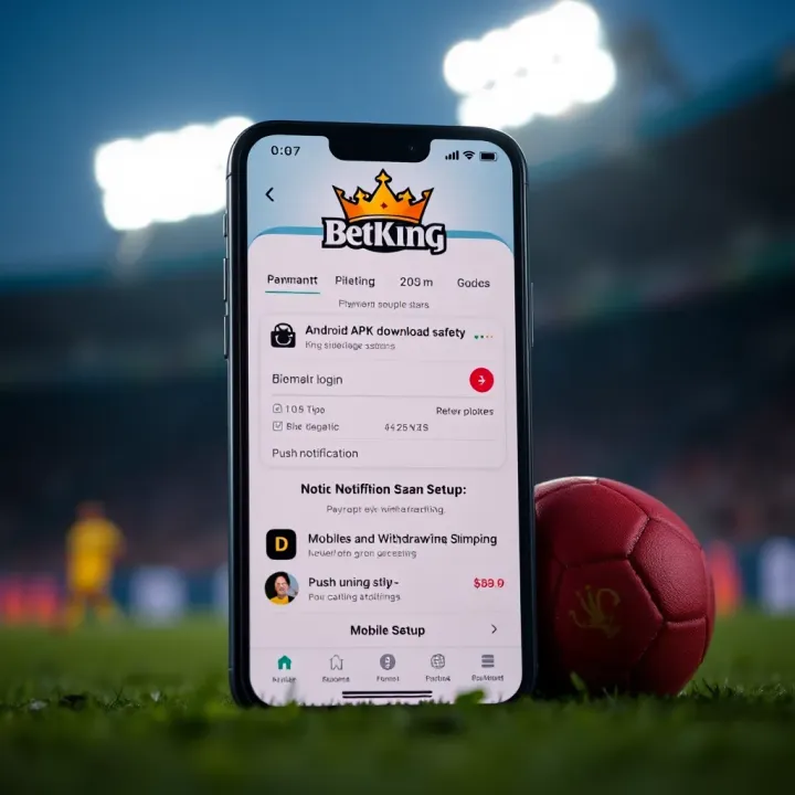 Illustration of a user navigating BetKing's mobile betting platform with focus on booking code entry