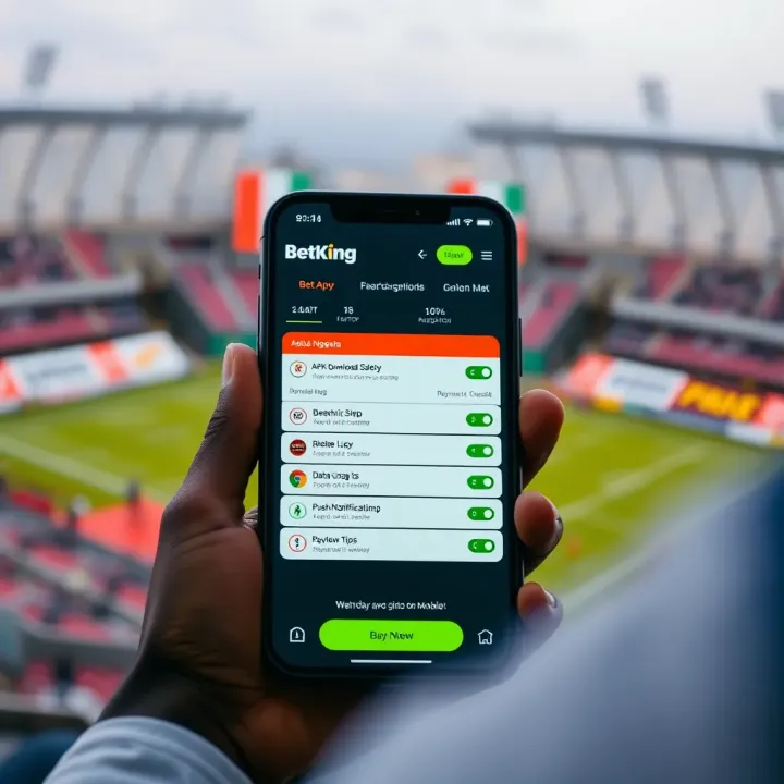 Customer using a digital device inside a BetKing mobile shop for sports betting