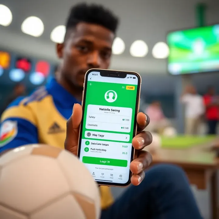 Secure Mobile Betting Experience on BetKing Shop Smartphone showcasing BetKing betting options with secure connection symbols and user-friendly navigation