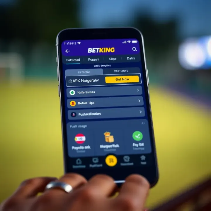 Mobile phone showing secure login and registration screen for BetKing app