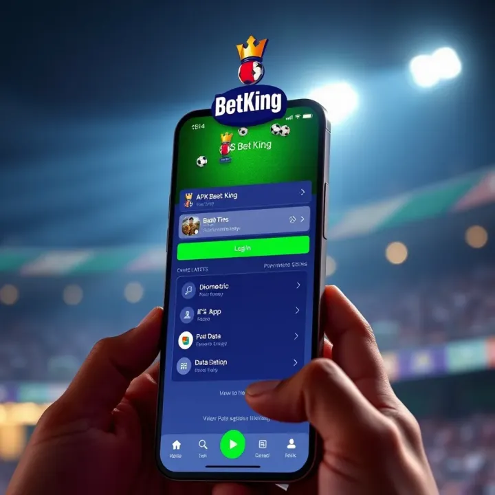 Mobile phone screen displaying the BetKing app interface with account settings options