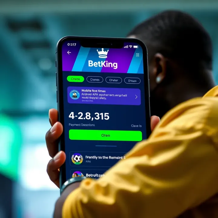 Mobile phone displaying BetKing app showing deposit options