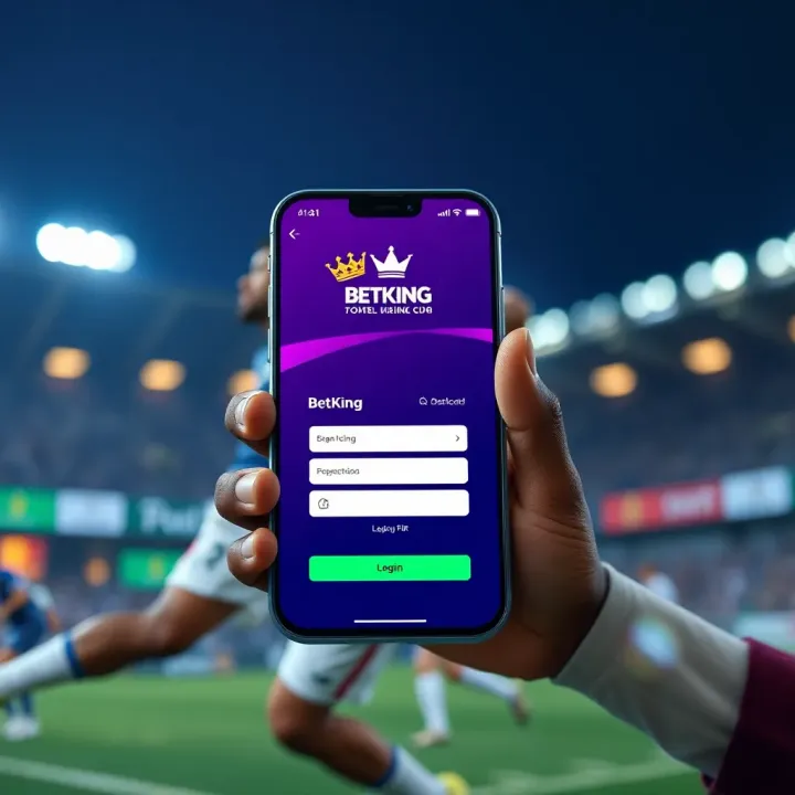 Mobile phone displaying BetKing live sports scores and statistics on screen