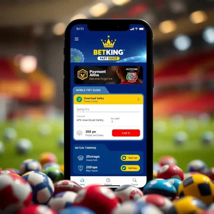 Mobile phone displaying BetKing Shop app features and user dashboard