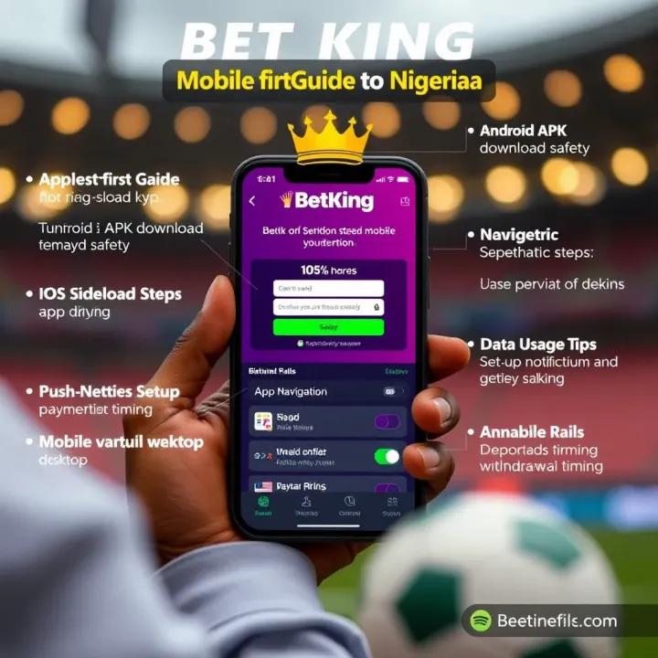 Nigerian football fans celebrating with Manchester City flags and BetKing branding in a stadium