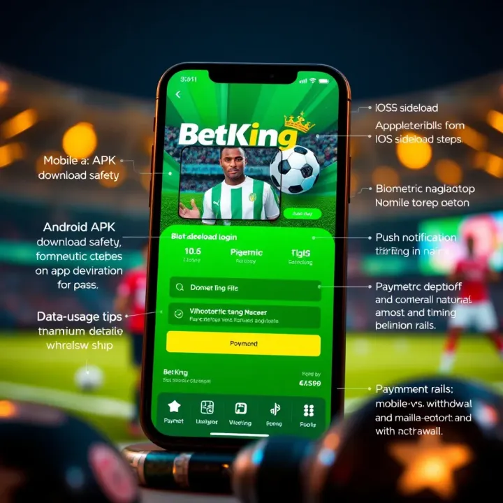 Mobile phone displaying Nigerian payment options available for BetKing transactions