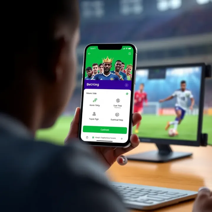 User interacting with smartphone showing BetKing support contact options